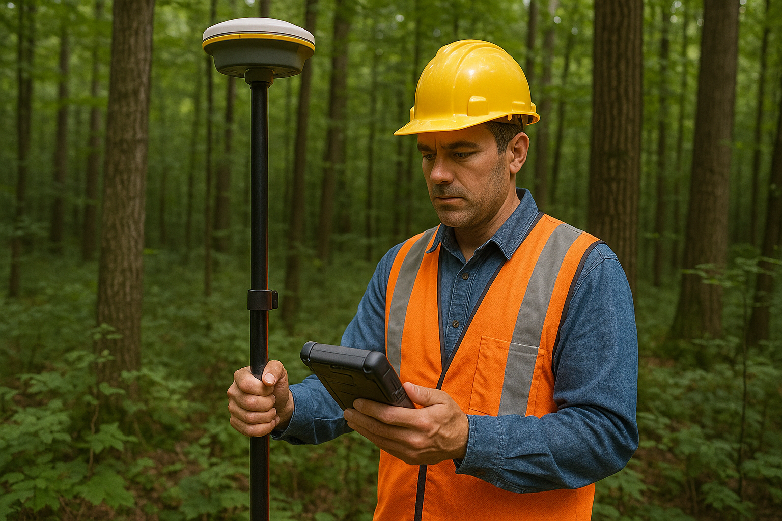 Professional Land Surveyor with Equipment